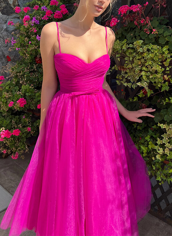 A-Line Sweetheart Sleeveless Tulle Homecoming Dresses With Sash