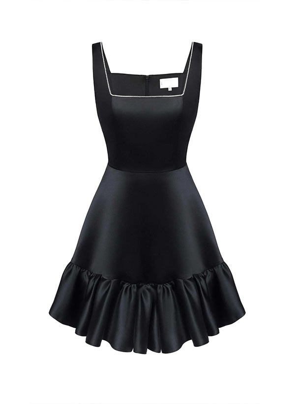 A-Line Square Neckline Sleeveless Short/Mini Satin Homecoming Dresses