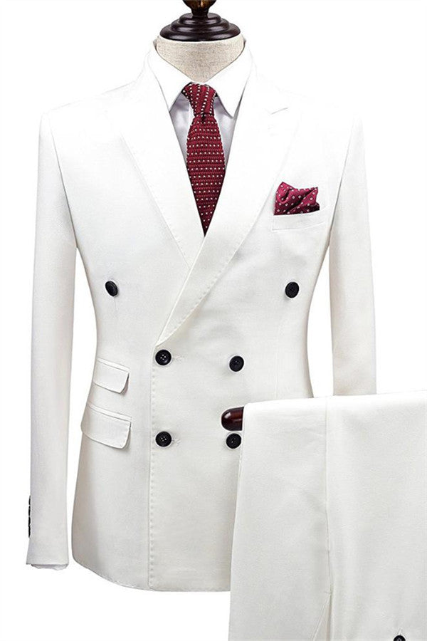 2-Piece Handsome White Wedding Suit for Men's Party-BallBride