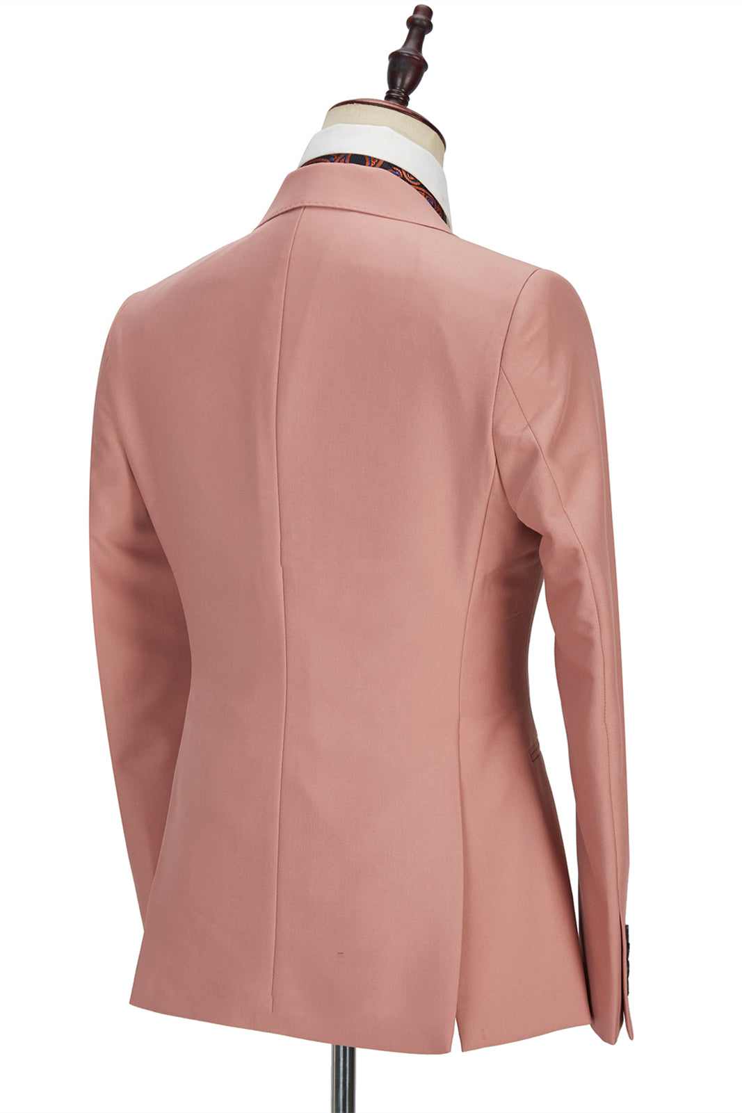 3 Piece Marriage Suit with Peak Lapel for Men - Pink 2 Buttons-BallBride