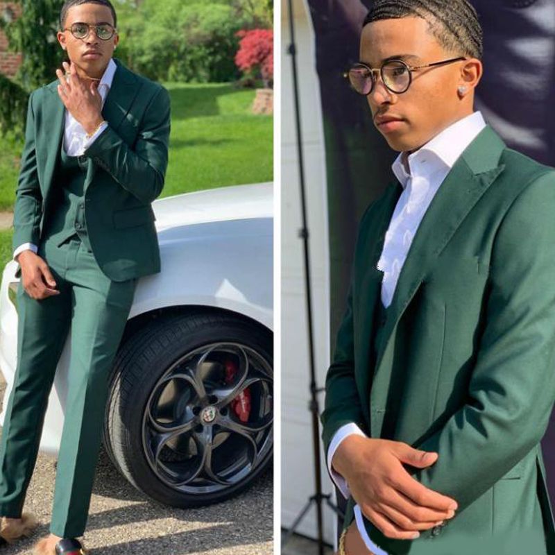 3 Pieces Dark Green Groom & Groomsmen Suits for Sale-BallBride