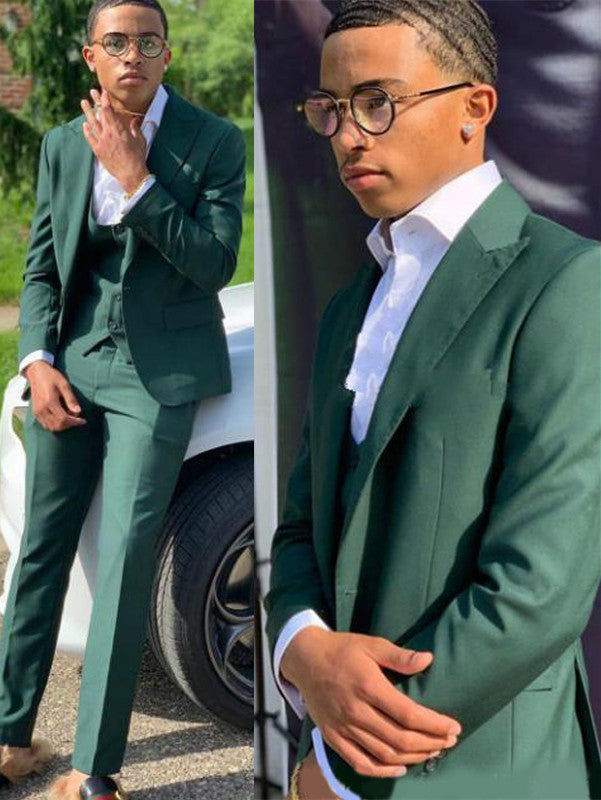 3 Pieces Dark Green Groom & Groomsmen Suits for Sale-BallBride