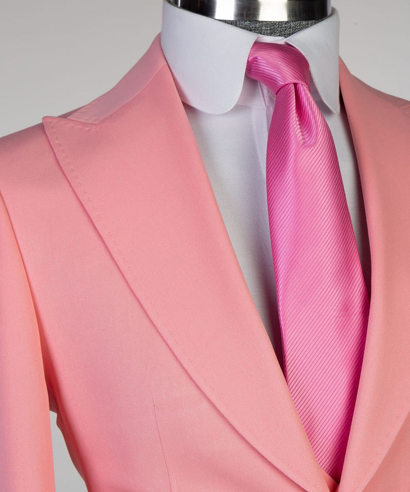 3 Pieces Peaked Lapel Best Wedding Suits For Groom - Pink-BallBride