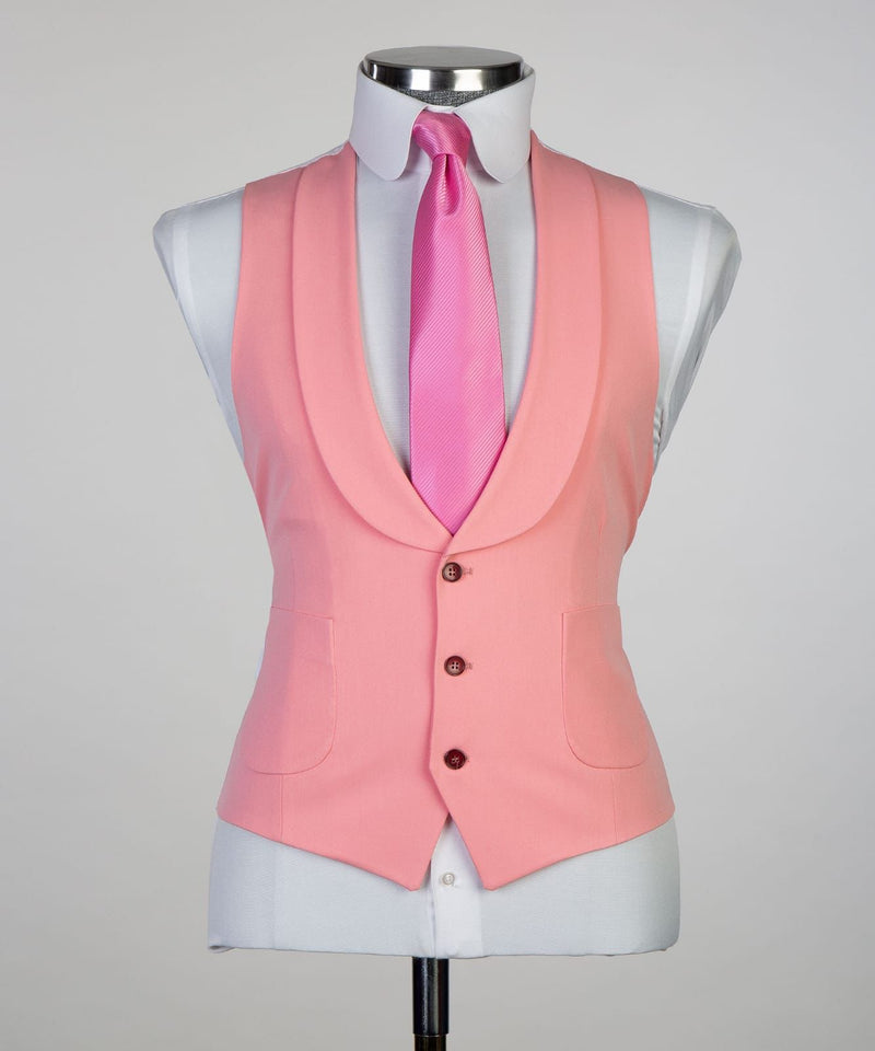 3 Pieces Peaked Lapel Best Wedding Suits For Groom - Pink-BallBride