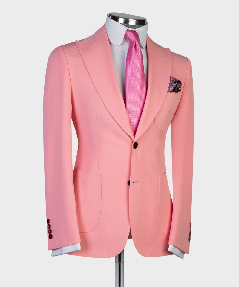 3 Pieces Peaked Lapel Best Wedding Suits For Groom - Pink-BallBride