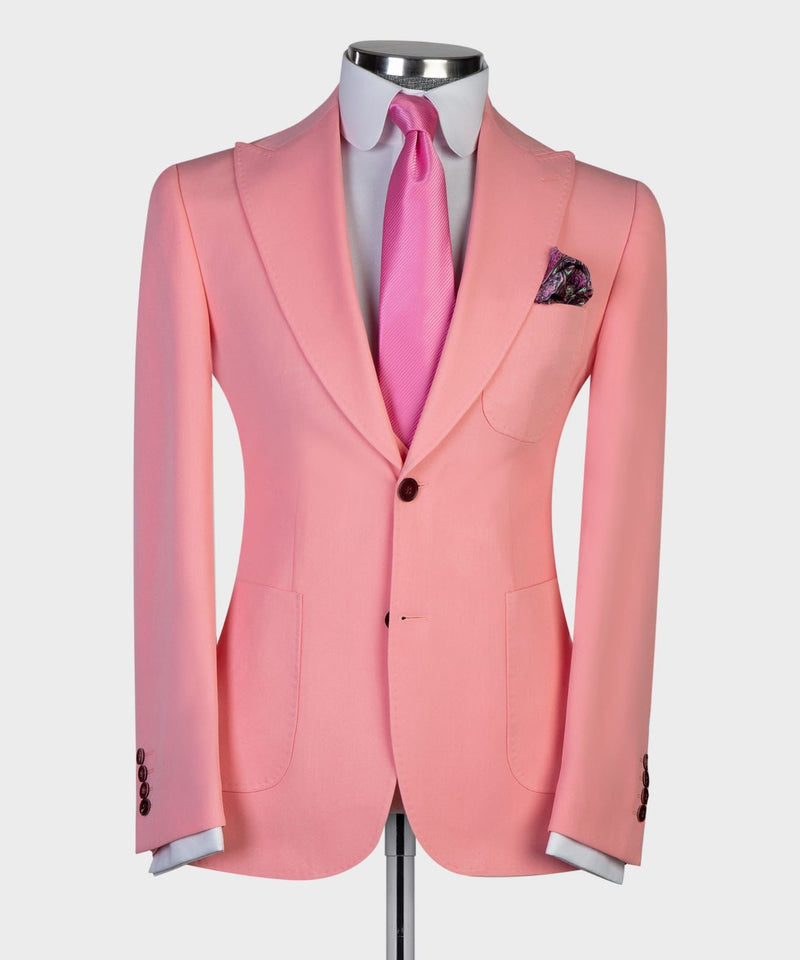 3 Pieces Peaked Lapel Best Wedding Suits For Groom - Pink-BallBride