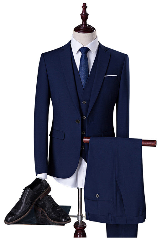 4-Piece Navy Blue Slim Fit Wedding Tuxedo Set-BallBride