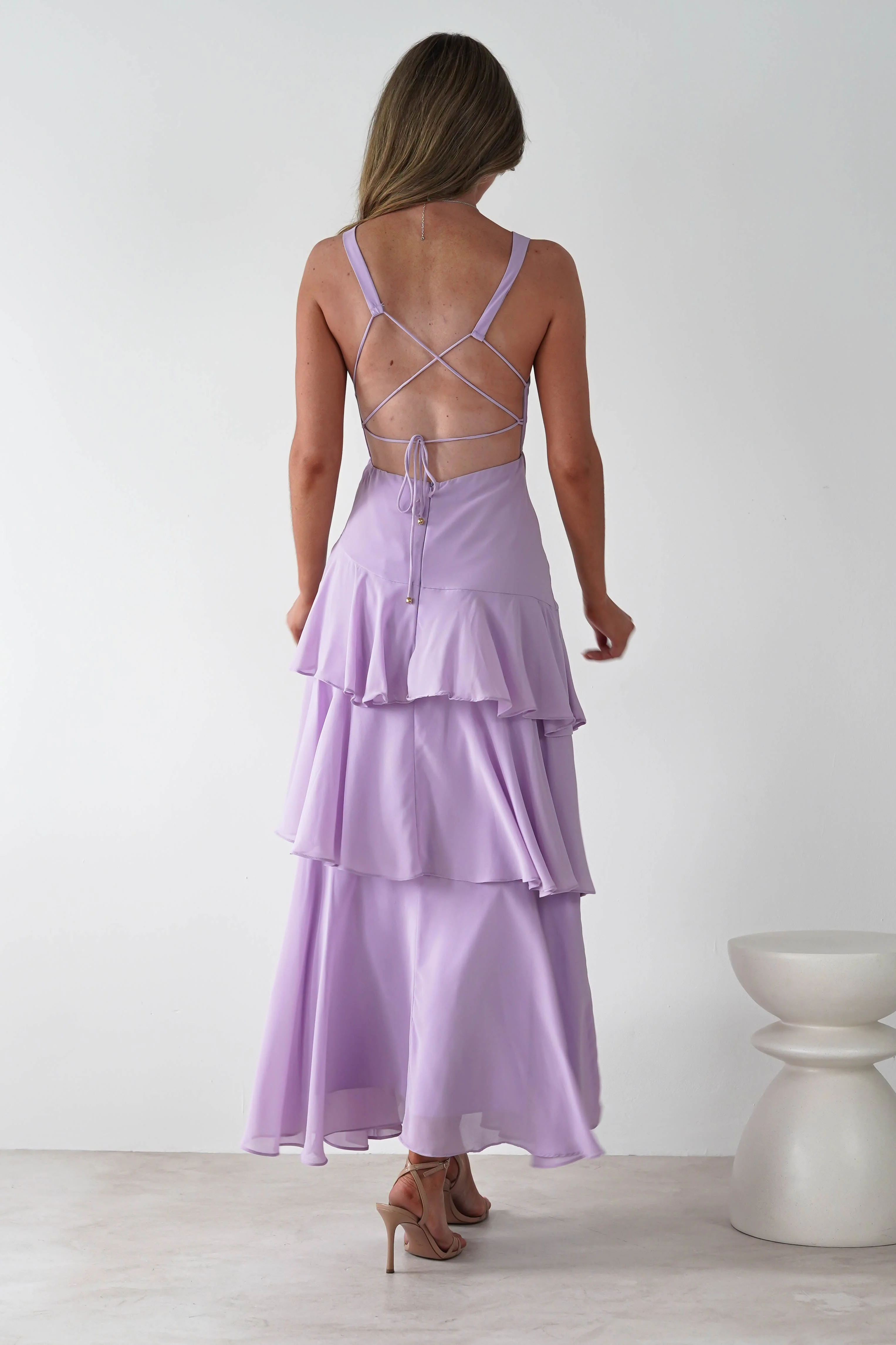 Dazzling Lilac V-Neck Spaghetti-Straps Sleeveless Evening Dresses Backless With Pleats
