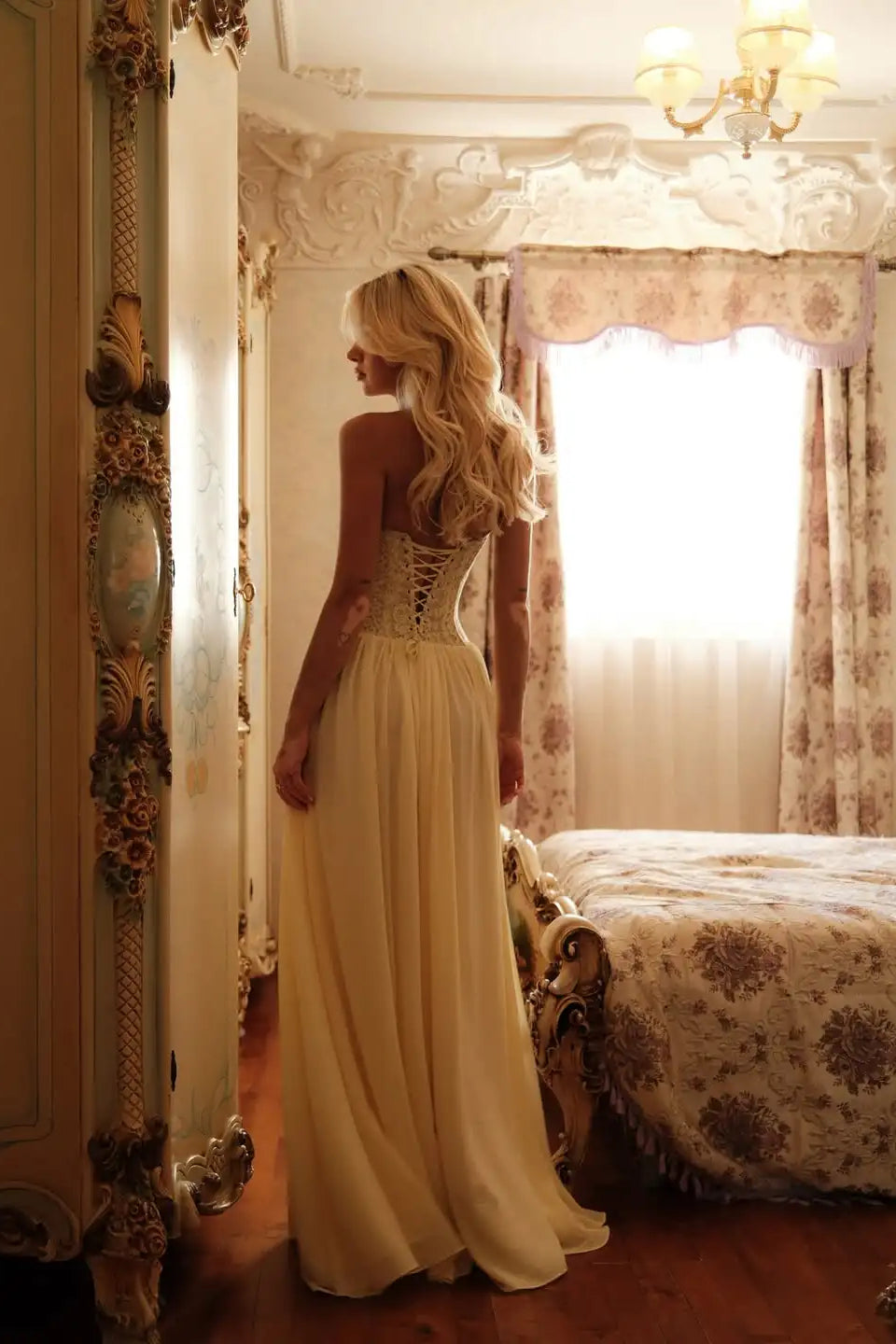 Charming Daffodil Halter Sweetheart Sleeveless Chiffon Evening Dresses Floor Length With Lace-Up Back