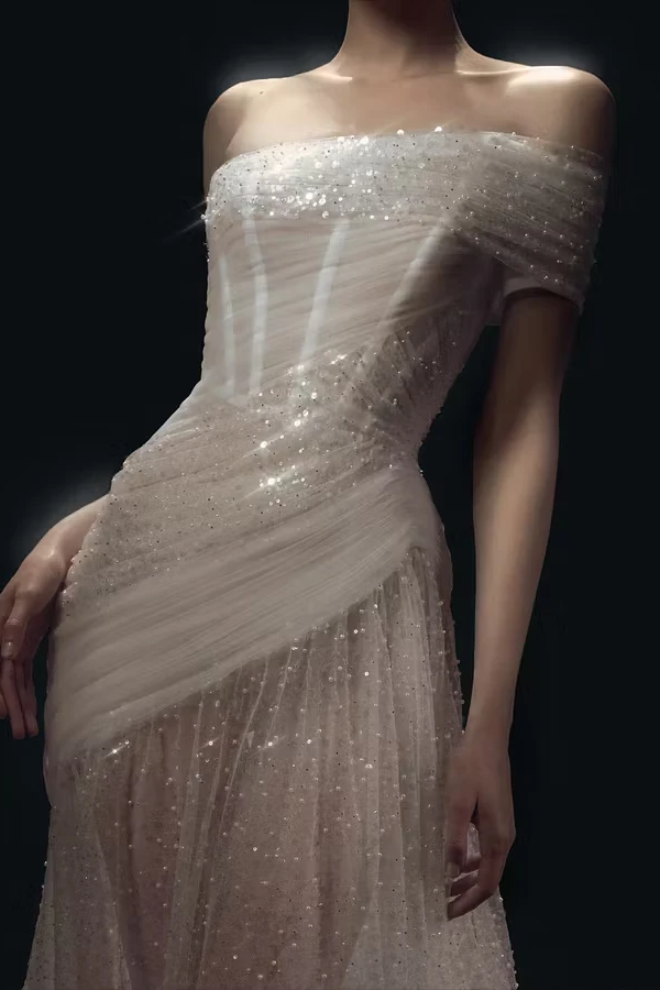 Charming One Shoulder Mermaid Evening Dresses Sheath Beads With Pleats