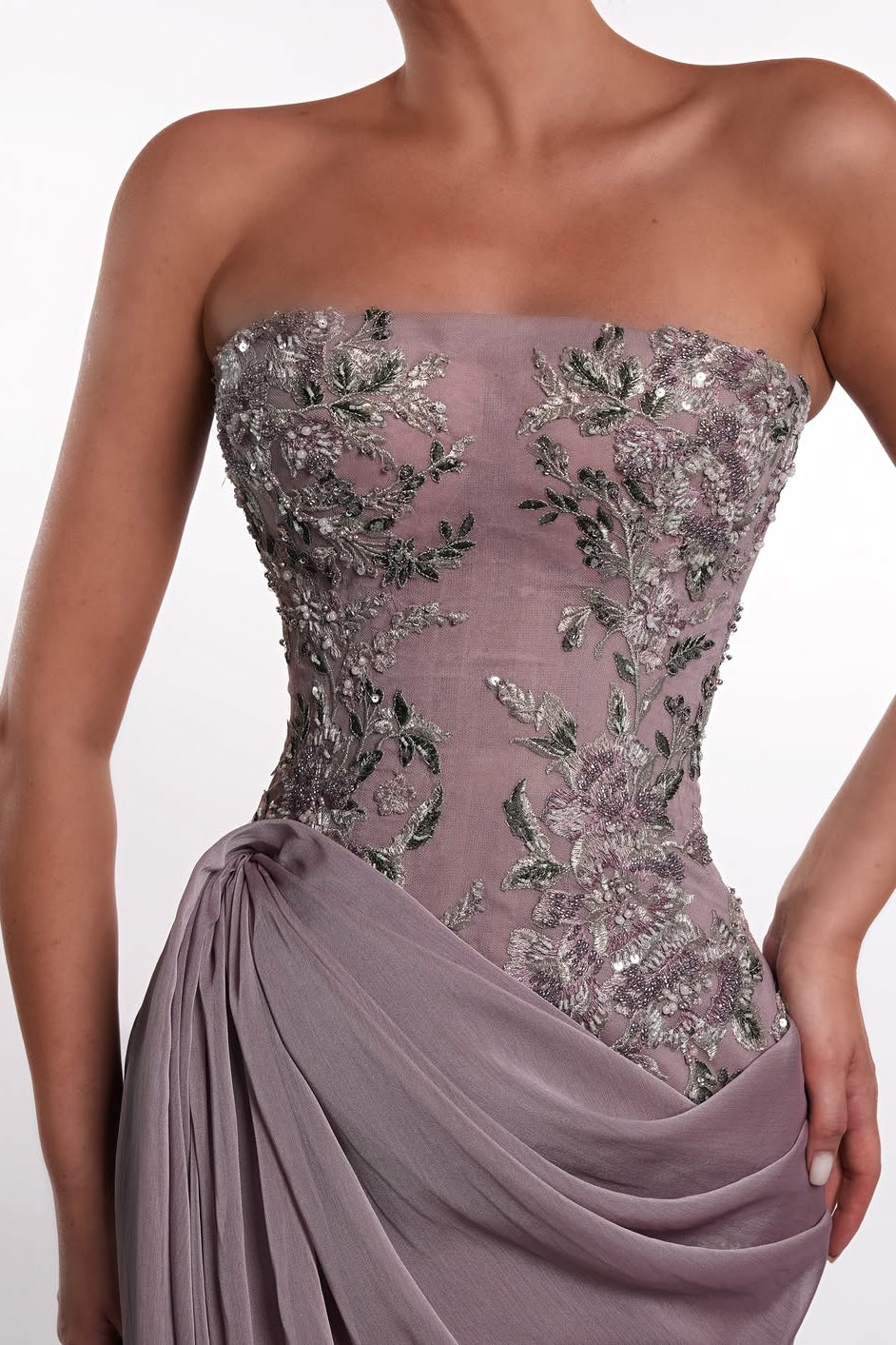 Glamorous Purple Strapless Sleeveless Mermaid Wedding Dresses High Split With Lace-Up Back