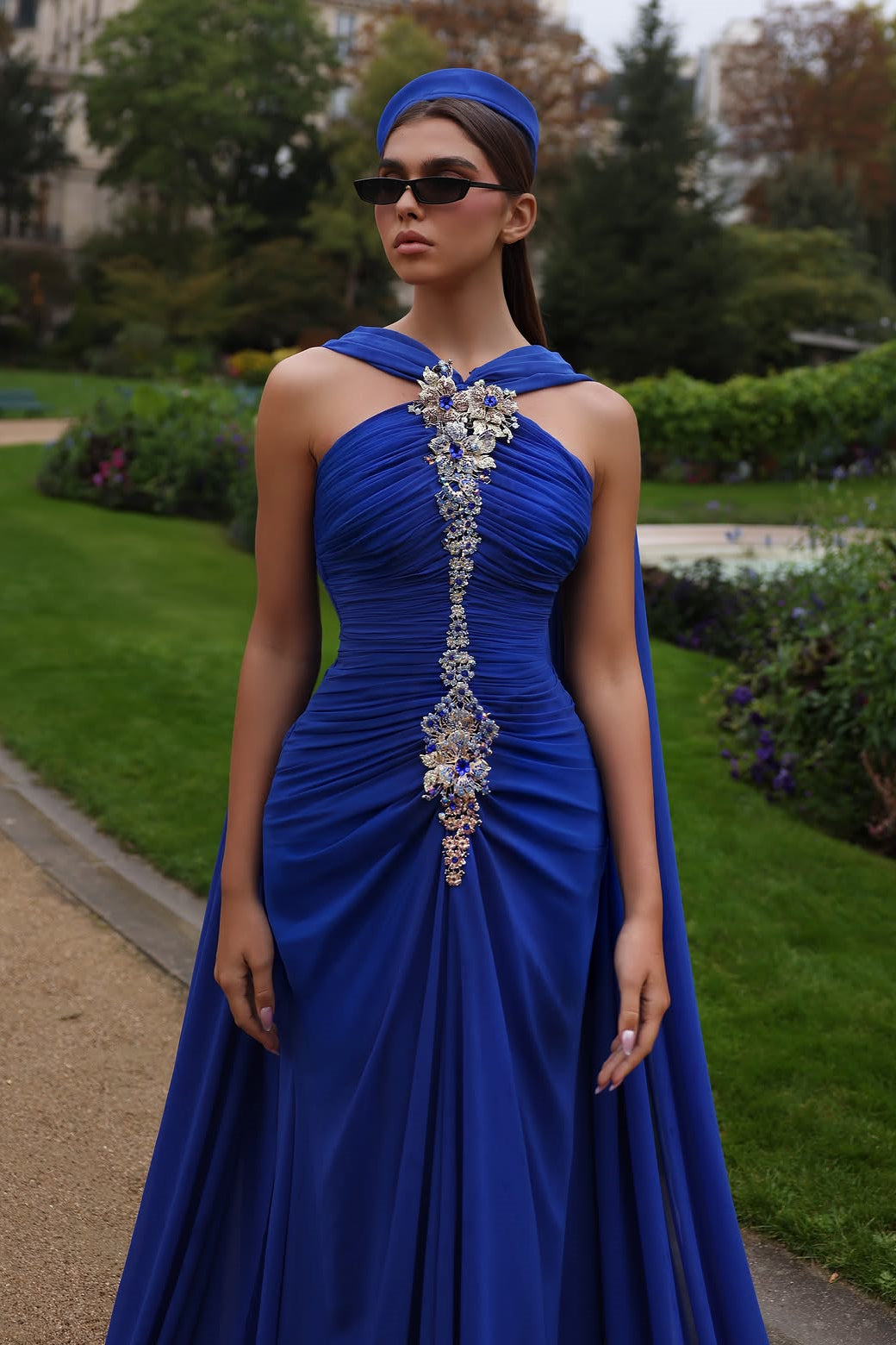 Timeless Royal Blue Sleeveless Mermaid Wedding Dresses Floor Length Sheath With Pleats