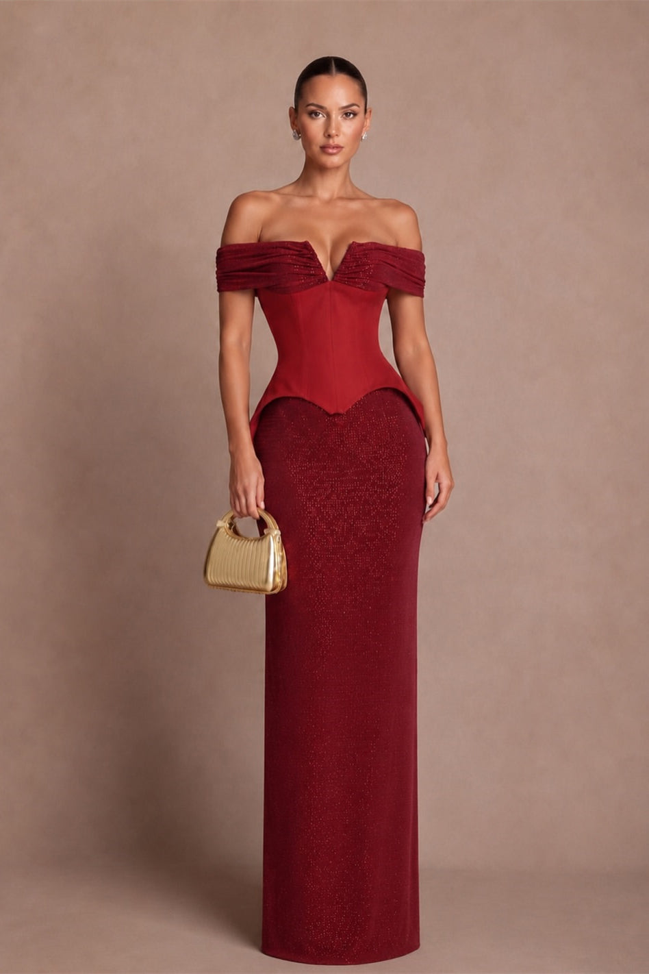 Timeless Burgundy Off The Shoulder Mermaid Wedding Dresses Floor Length With Pleats