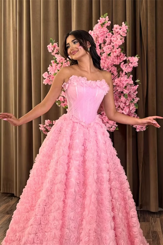 Unique Dusty Pink Strapless Sleeveless A-Line Wedding Dresses Floor Length With Pleats
