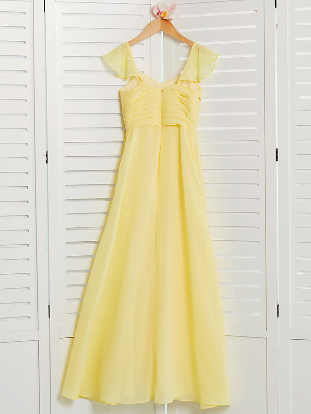 A-Line Chiffon Junior Bridesmaid Dress with Ruffles & Ruching-BallBride