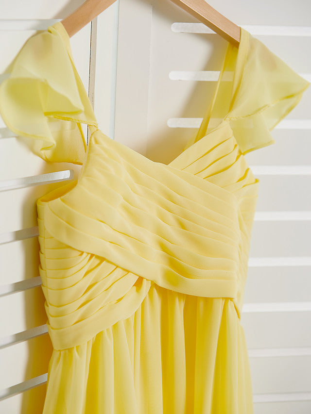 A-Line Chiffon Junior Bridesmaid Dress with Ruffles & Ruching-BallBride