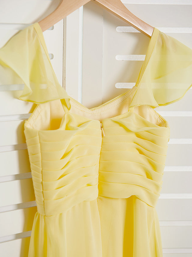 A-Line Chiffon Junior Bridesmaid Dress with Ruffles & Ruching-BallBride