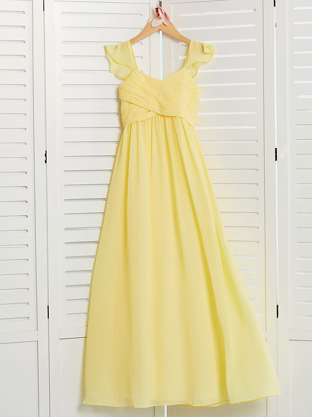 A-Line Chiffon Junior Bridesmaid Dress with Ruffles & Ruching-BallBride