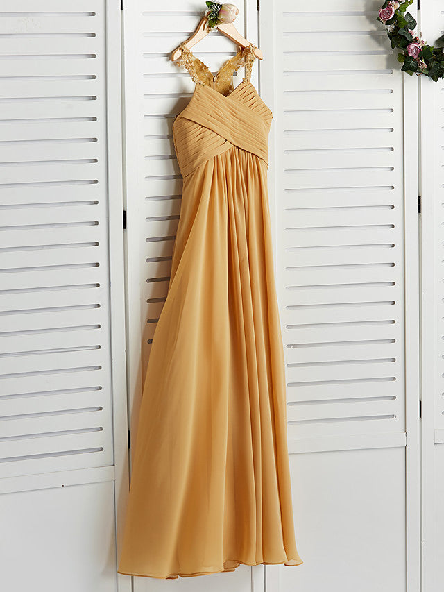 A-Line Halter Neck Flower Girl Dress with Chiffon and Appliques-BallBride