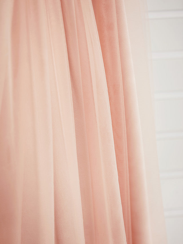 A-Line Halter Neck Maxi Tulle Bridesmaid Dress with Sash Ribbon Beading for Weddings-BallBride
