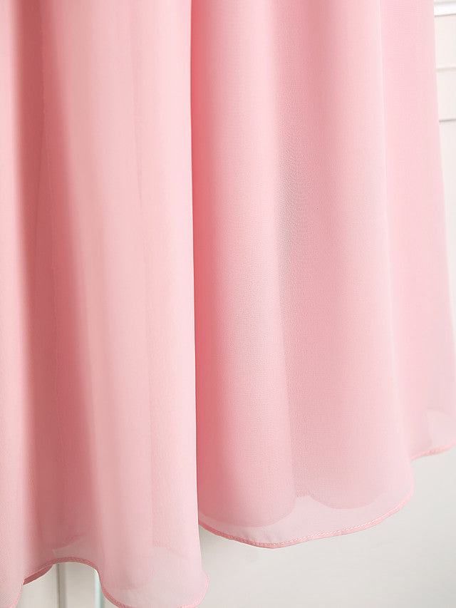 A-Line High Neck Floor Length Chiffon Junior Flower Girl Dress with Ruffles Ruching-BallBride