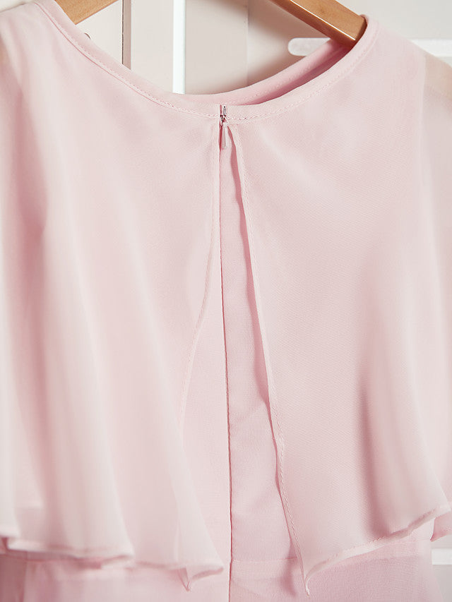 A-Line Jewel Half Sleeves Dress with Ruffles for Flower Girls-BallBride