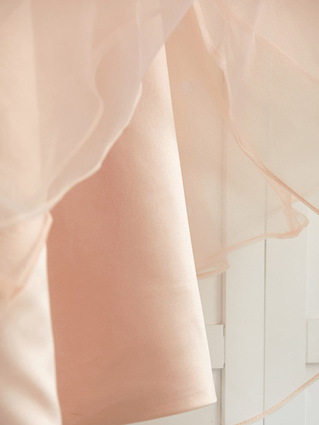 A-Line Jewel Neck Organza Satin Flower Girl Dress With Beading Tier-BallBride