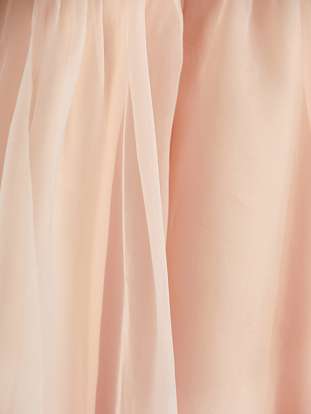 A-Line Jewel Neck Organza Satin Flower Girl Dress With Beading Tier-BallBride