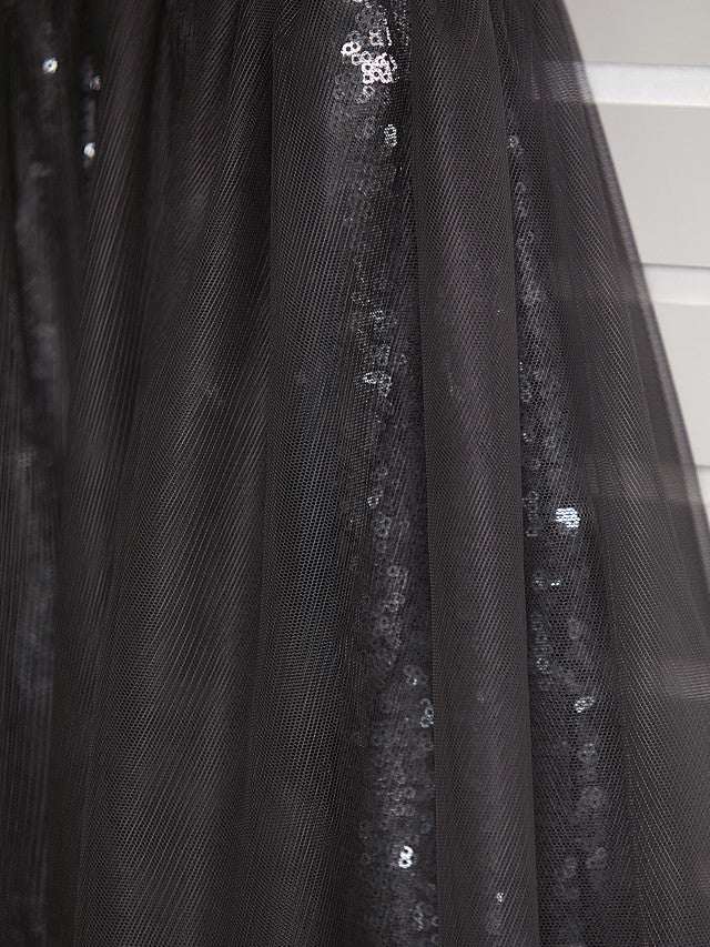 A-Line One Shoulder Flower Girl Dress Maxi Tulle with Beading-BallBride