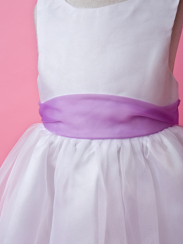 A-Line Satin Sleeveless Jewel Flower Girl Dress with Buttons-BallBride