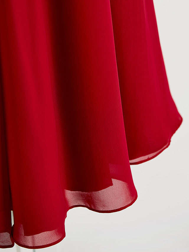 A-Line Spaghetti Strap Floor Length Chiffon Junior Bridesmaid Dress with Sash Ribbon and Ruching-BallBride