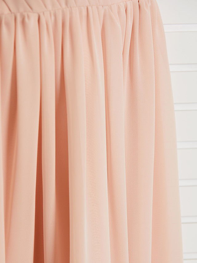 A-Line V Neck Maxi Chiffon Junior Flower Girl Dress With Sash Ribbon Ruching-BallBride