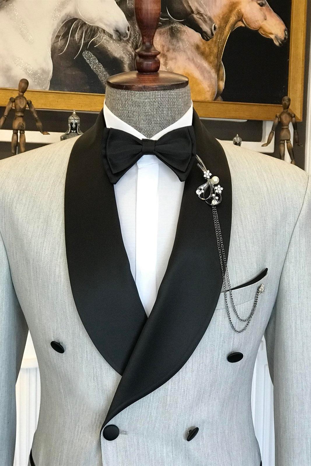 Abe New Design Offwhite Double Breasted Shawl Lapel Men Suits-BallBride