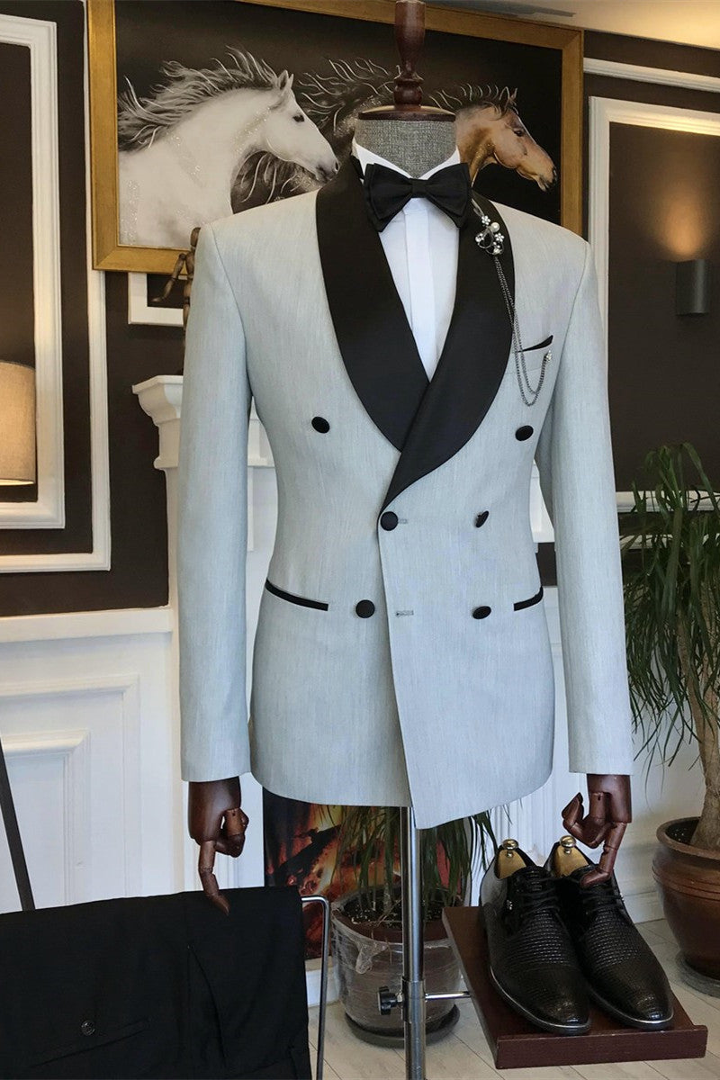 Abe New Design Offwhite Double Breasted Shawl Lapel Men Suits-BallBride