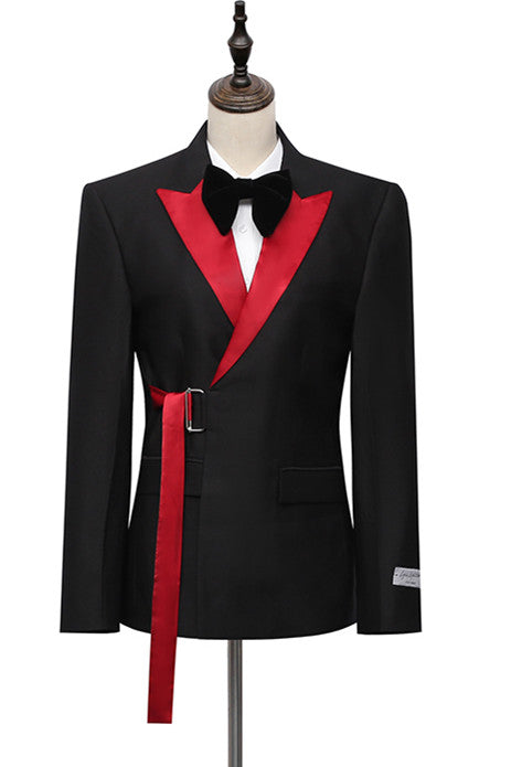 Adjustable Buckle Cyrus Fashion Black With Peaked Lapel Best Fited-BallBride