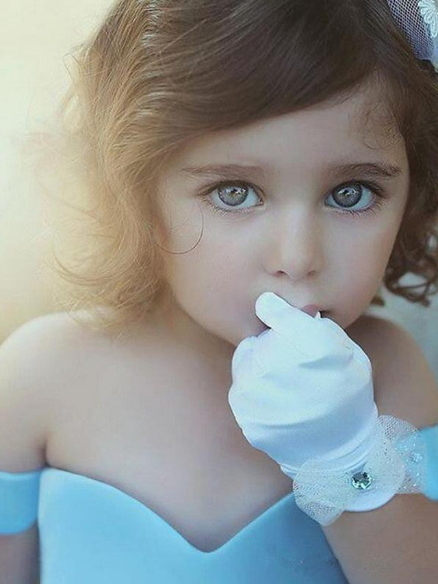 Adorable Satin Ball Gown Short Sleeve Off Shoulder Flower Girl Dress with Bow Tier-BallBride