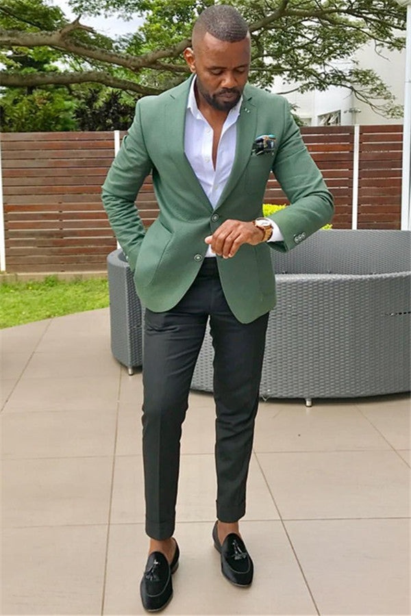Alexander Green Notched Lapel Formal Party Prom Suit - Stylish Groomsmen Tuxedos-BallBride