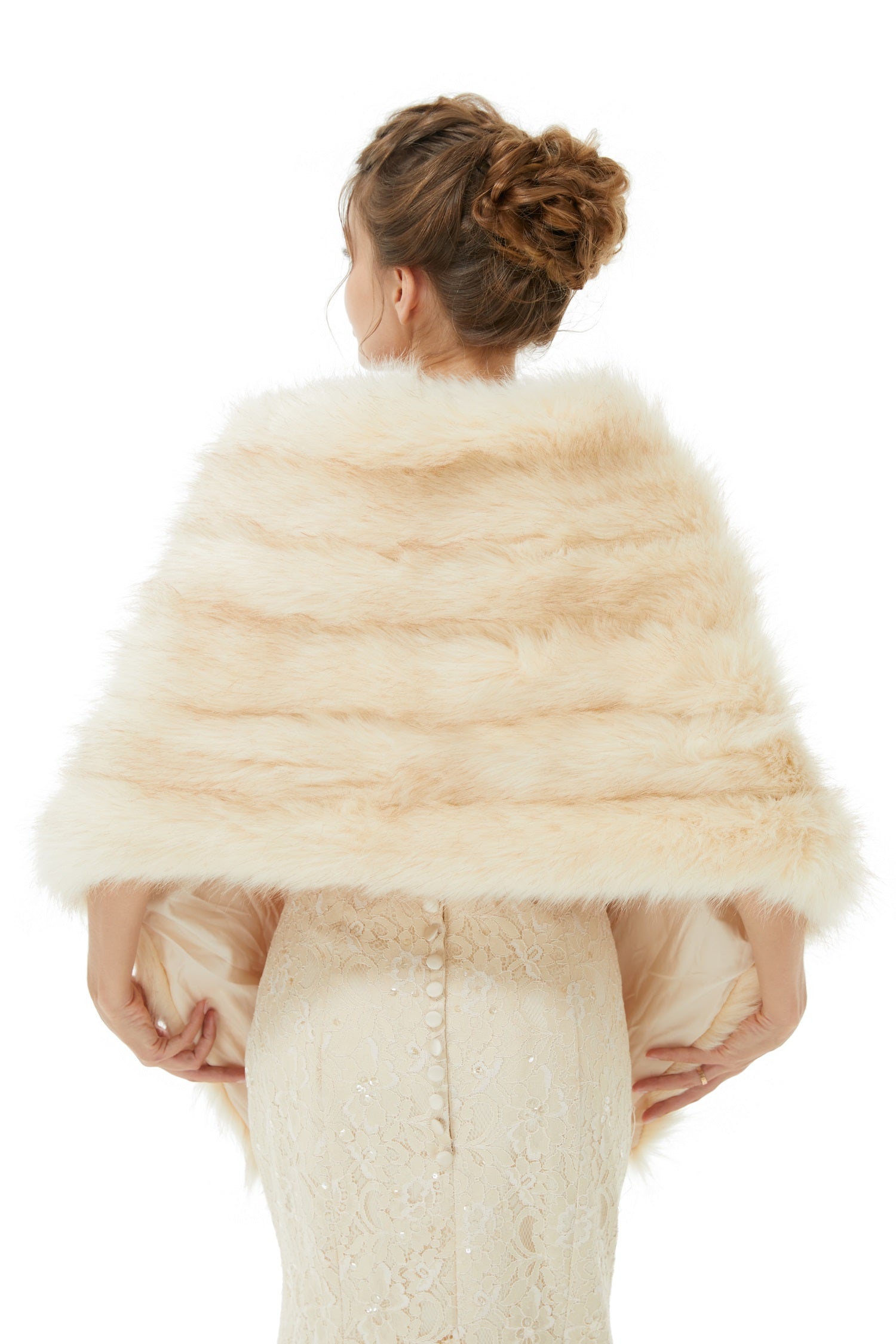 Amazing Champagne Faux Fur Shawl for Winter Brides-BallBride