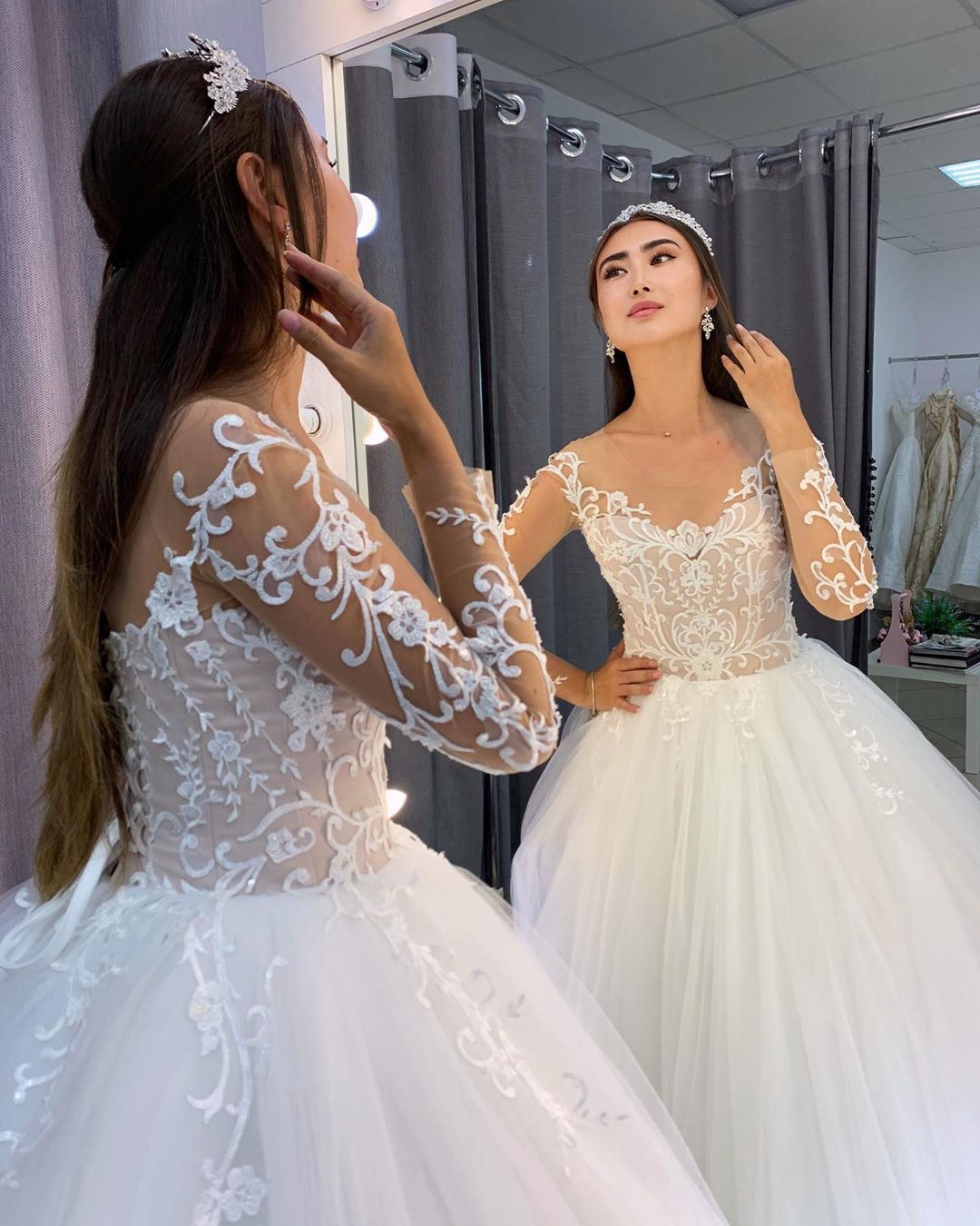 Amazing Long Sleeves Wedding Dress with Lace-BallBride