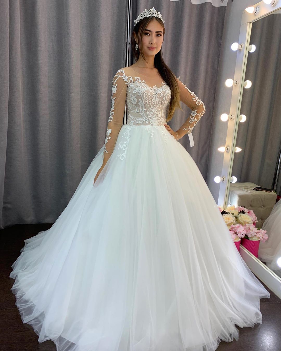 Amazing Long Sleeves Wedding Dress with Lace-BallBride