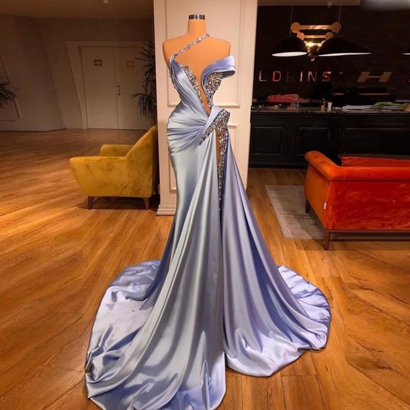 Amazing Off-the-Shoulder Mermaid Prom Dress with Front Split and Beadings Online-BallBride
