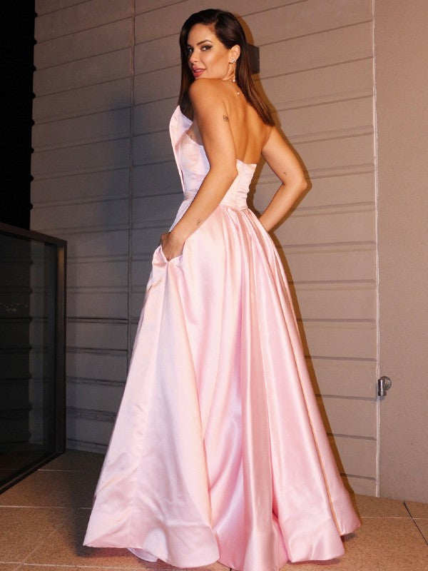 Amazing Pink Long Evening Dress with Pockets-BallBride