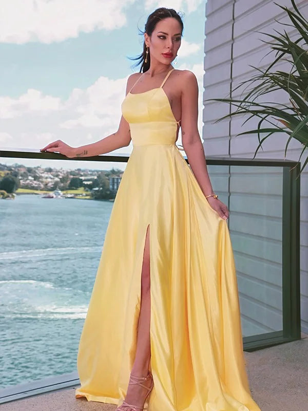 Amazing Royal Blue Halter Evening Dress With Split Long-BallBride