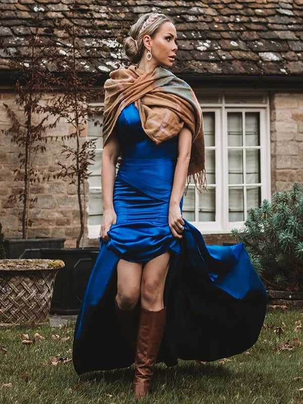 Amazing Royal Blue Sleeveless V-Neck Mermaid Evening Dress-BallBride