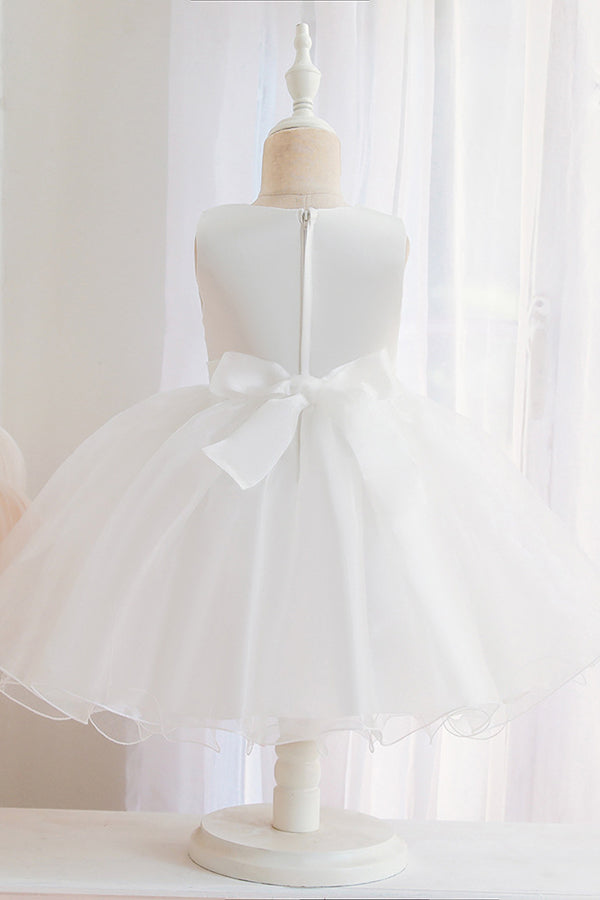 Appliques Sleeveless Tulle Ball Gown Wedding Dress for Flower Girls-BallBride