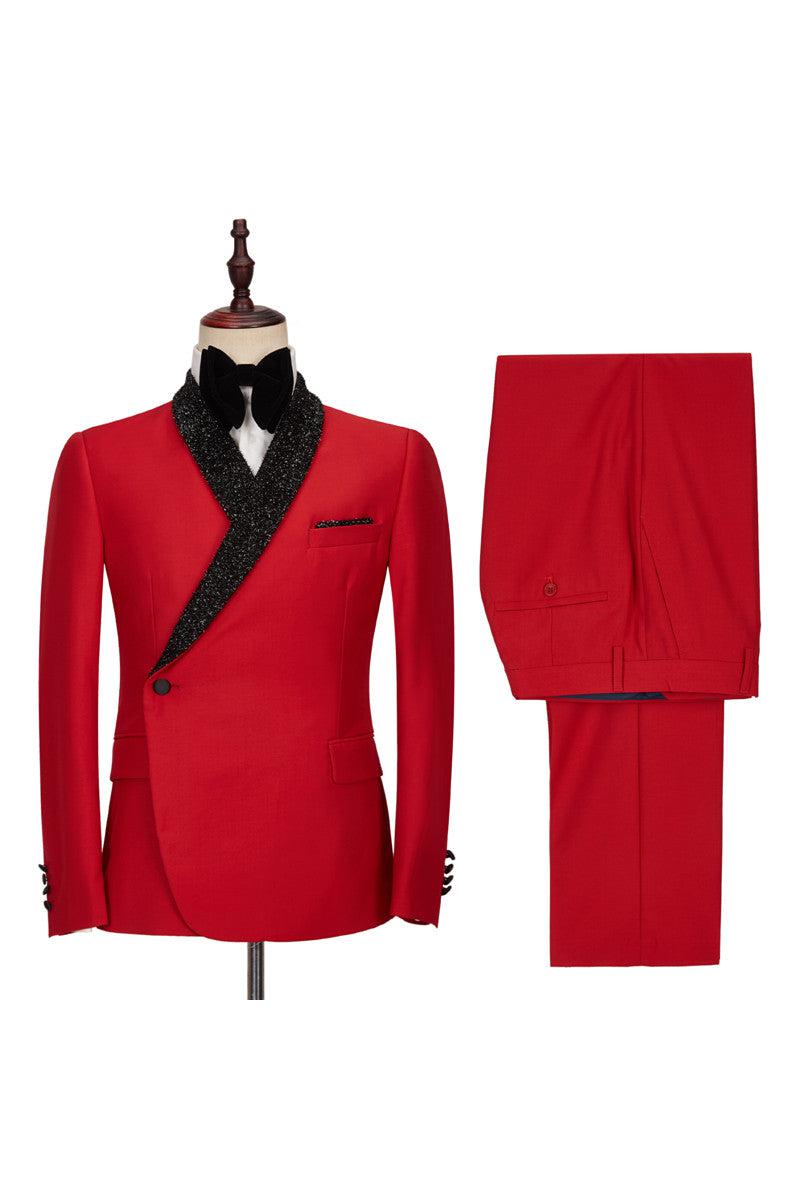 Axel Red Slim Fit Men Suits for Men with Shawl Lapel Fashion-BallBride