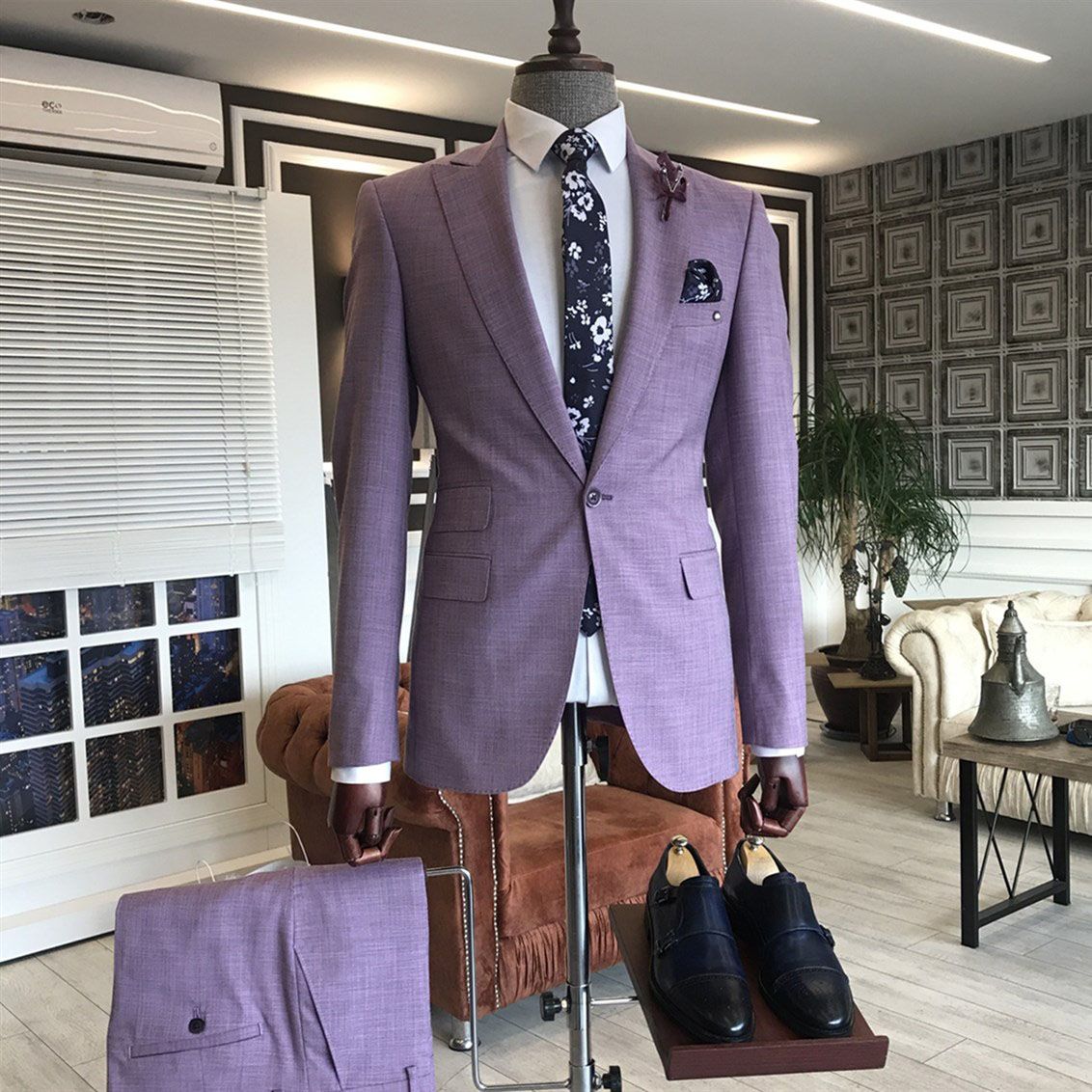 Be Stylish in Our New Arrive Peaked Lapel Purple Party Suits For Guys With Two Pieces-BallBride