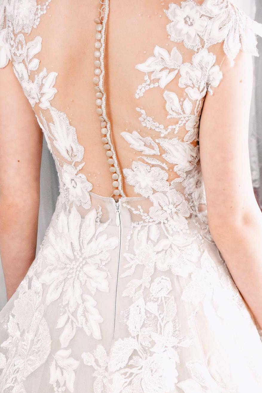 Beautiful A-Line Bateau Floor-length Tulle Wedding Dress With Appliques Lace and Pearls-BallBride