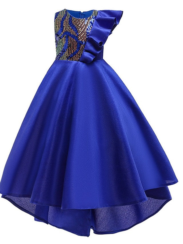 Beautiful A-Line Hi-Lo Flower Girl Dress With Bow Ruffles-BallBride