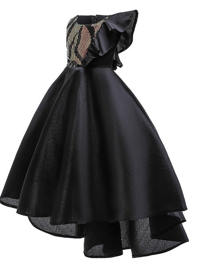 Beautiful A-Line Hi-Lo Flower Girl Dress With Bow Ruffles-BallBride
